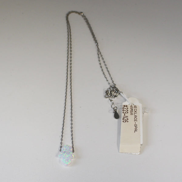 Necklace-White Opal Hamsa