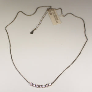 Necklace-CZ Stones-Crescent Shape-Sterling Silver