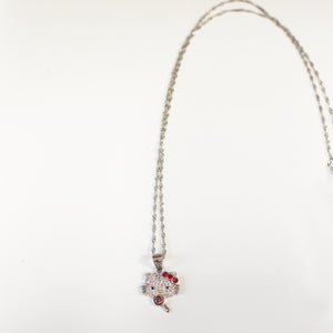 Necklace-Kitten with CZ-Sterling Silver
