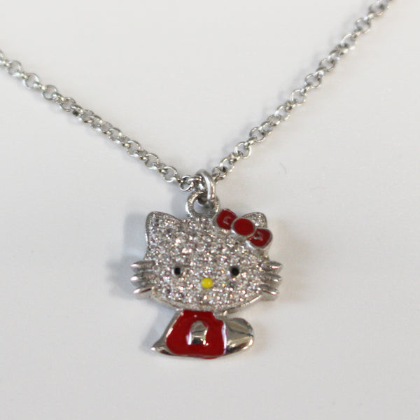 Kitty with Red-CZ-Sterling Silver