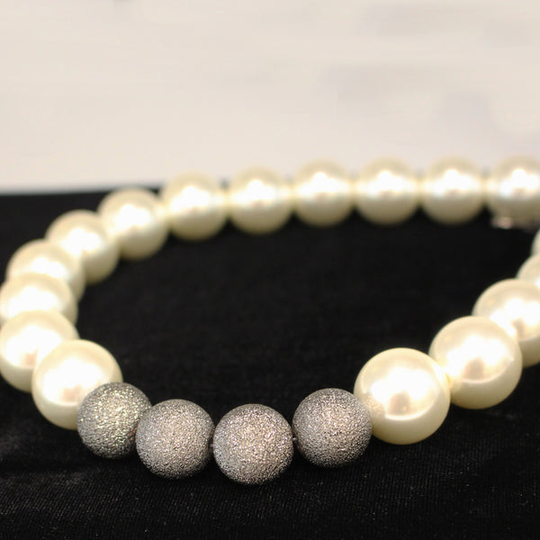 Necklace - Large Grey and White Pearls
