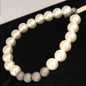 Necklace - Large Grey and White Pearls