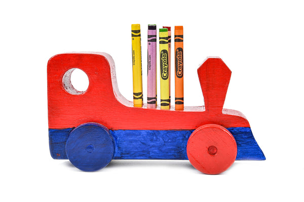 Crayon/Pen Holder-red/blue train