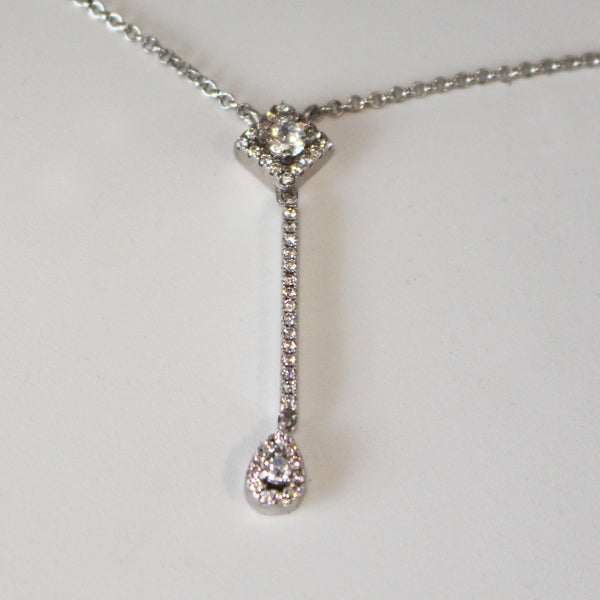 Necklace-Double Drop-CZ- Sterling Silver