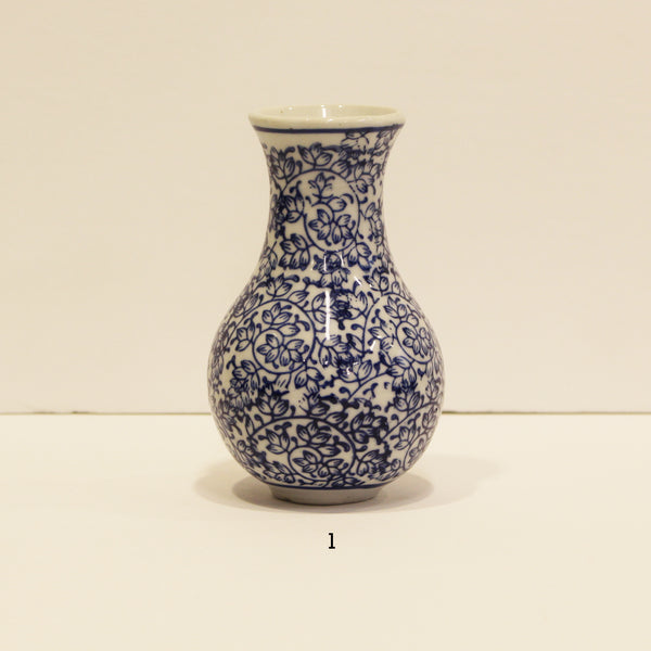 Vase à bulbe bleu/blanc