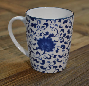 Mug-White with Blue Flowers