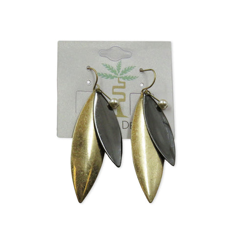 Earrings-Black/Gold Ovals