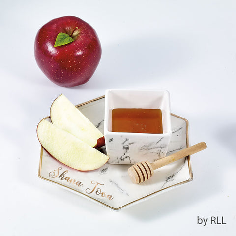 Apple & Honey Dish Set with Plate & Honey Dipper