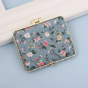 Floral Fabric Compact Mirror-Square